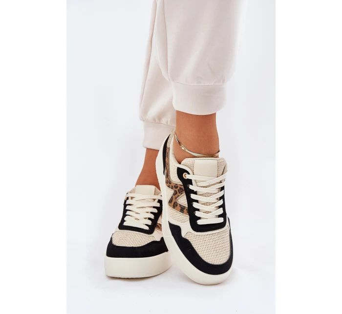 Buty Sportowe Damskie Na Platformie Panterka Czarne Lorori