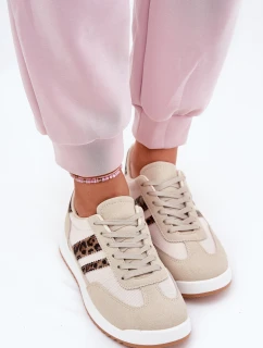 Sneakersy Damskie Z Eko Zamszu Panterka Beżowe Marinils