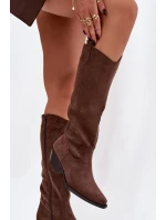 Dámské Kovábojky Na Podpatku Z Eko Semiše Hnědé Esmira Dámské Kovábojky Na Podpatku Z Eko Semiše Hnědé Esmira