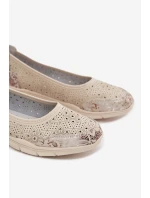 Kožené krajkové baleríny S.Barski GR61-5973 béžové
