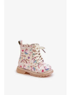 Detské zateplené členkové topánky so zipsom Unicorns Beige Tiptop