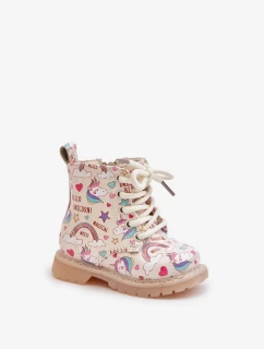 Detské zateplené členkové topánky so zipsom Unicorns Beige Tiptop