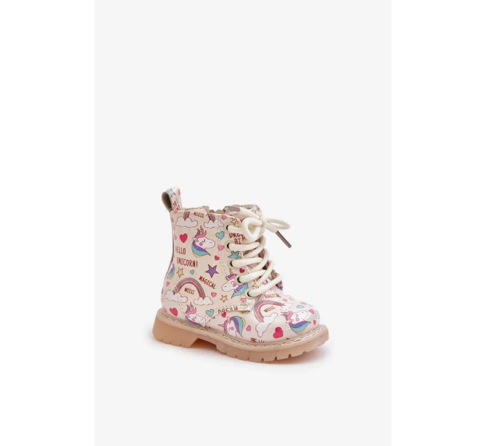 Detské zateplené členkové topánky so zipsom Unicorns Beige Tiptop