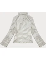 Světle béžová dámská bunda z ekologické kůže se stojáčkem model 19576683 - J.STYLE Světle béžová dámská bunda z ekologické kůže se stojáčkem model 19576683 - J.STYLE