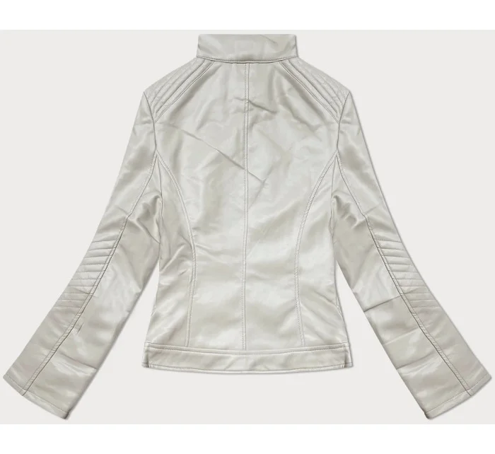 Světle béžová dámská bunda z ekologické kůže se stojáčkem model 19576683 - J.STYLE Světle béžová dámská bunda z ekologické kůže se stojáčkem model 19576683 - J.STYLE