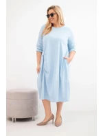 Dámske Plus veľkosť bavlnená sukňa s strapcami Blue