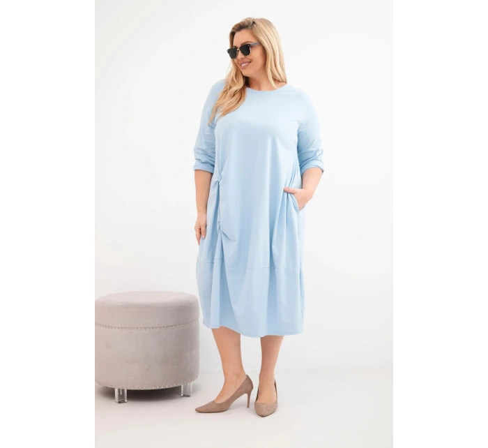 Dámske Plus veľkosť bavlnená sukňa s strapcami Blue