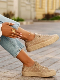 Wzorzyste Trampki Damskie Na Platformie Z Plecionką Lee Cooper LCW-25-08-3646L Khaki