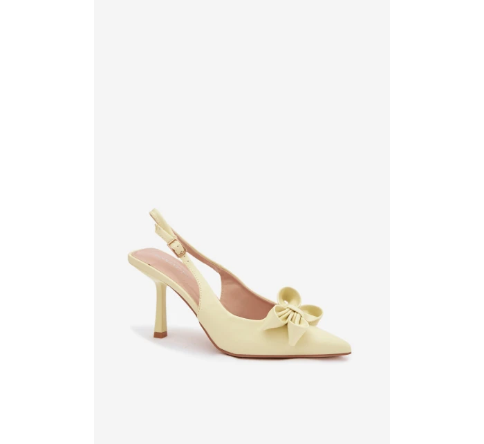 Dámské sandály na podpatku s mašlí Žluté Jonera