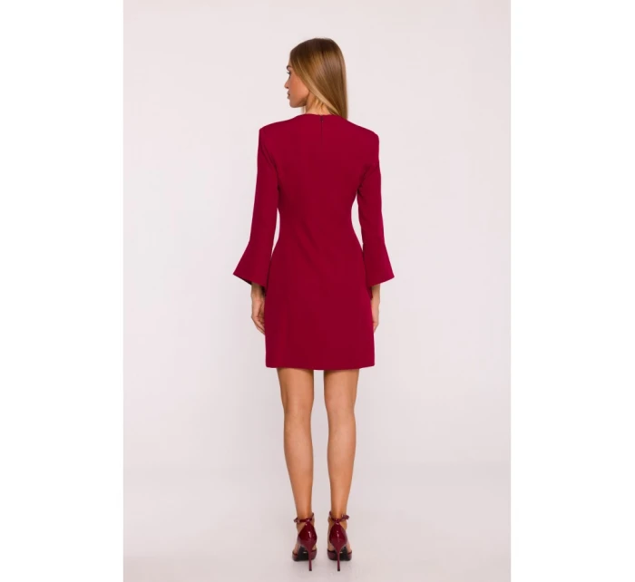 M876 Šaty so širokými manžetami - bordové