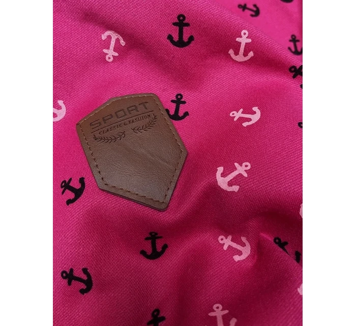 Ružová hrubšia mikina so šikmým zipsom a vzorom kotvy (2308) Ružová hrubšia mikina so šikmým zipsom a vzorom kotvy (2308)