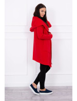 Voľná bunda s kapucňou v červenej farbe