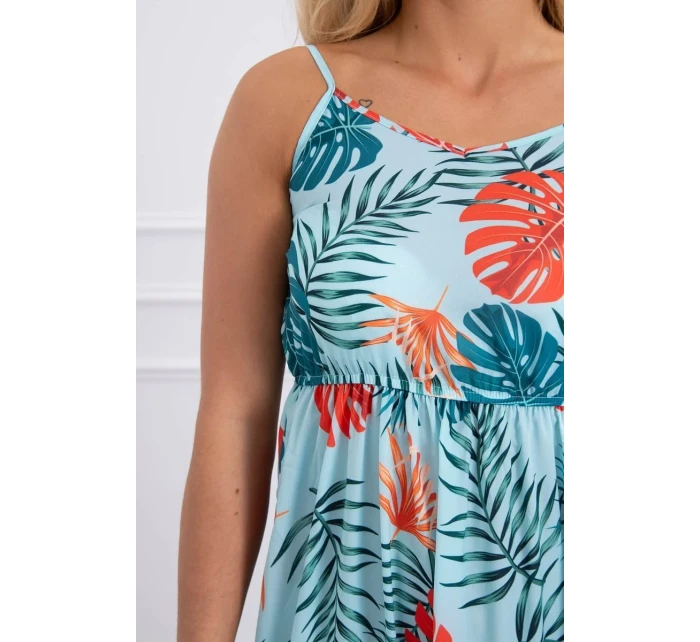 Šaty s motívom listov v mätovej farbe