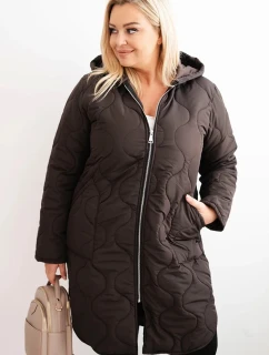 Dámske Plus veľkosť zimná bunda prešívaná s kapucňou červená