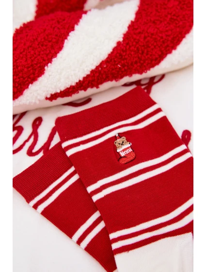 Dámské Vánoční Ponožky Pruhy A model 21786674 Červené - Aura.via
