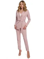 K056 Sako s opaskom na zaväzovanie - krepová ružová