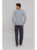 Pánske pyžamo Jugo s dlhým rukávom, dlhé nohavice - melange/graphite