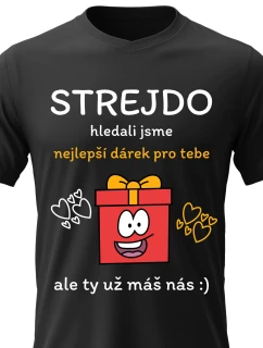 Pánské bavlněné tričko s potiskem - NEJLEPŠÍ DÁREK PRO STREJDU - černé