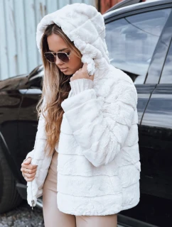 Dámska obojstranná kožušinová bunda s kapucňou svetlo béžová FashionStreet TY5273