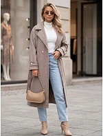 Dlhý dámsky kabát s viazaním v páse, Fango FashionStreet NY0810 Dlhý dámsky kabát s viazaním v páse, Fango FashionStreet NY0810
