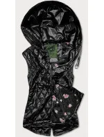 Čierna prešívaná dámska vesta s kapucňou (CAN-562BIG)