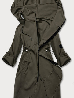 Tenký dámský přehoz přes oblečení v khaki barvě s kapucí (B8118-11)