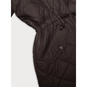 Hnedá obojstranná dámska bunda prešívaná-kožušinka (H-897-23)