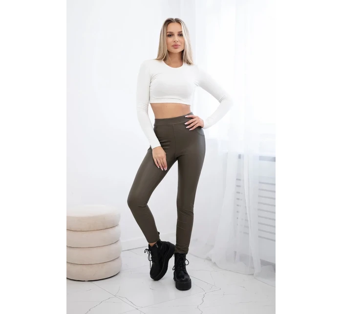 Push up kalhoty z eko kůže khaki Push up kalhoty z eko kůže khaki