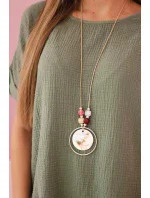 Mušelínová halenka s náhrdelníkem khaki