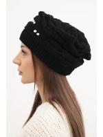 Dámská zimní vlněná čepice s ozdobnými krystalky K399 černá