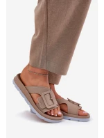 Pachnące Klapki Damskie Z Ozdobną Klamrą ZAXY RR285076 Beżowe