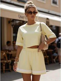 Dámska letná súprava so šortkami žltá FashionStreet AY1164
