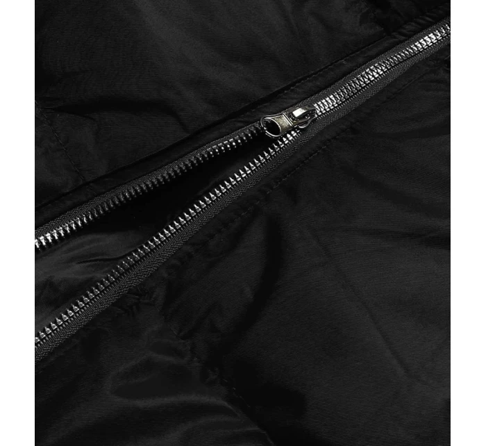 Čierna dámska zimná bunda s kapucňou (5m722-392)