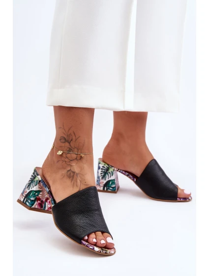 Dámské kožené lodičky na podpatku Lewski Shoes model 21626671 Černé - Boto