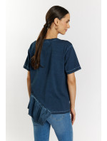 Monnari Tričká Dámske tričko s asymetrickým volánom Multi Navy Blue