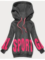 Tmavě šedá dámská tepláková mikina s potiskem model 17149353 - J.STYLE