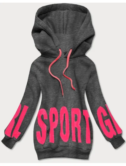 Tmavě šedá dámská tepláková mikina s potiskem model 17149353 - J.STYLE