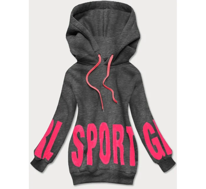 Tmavě šedá dámská tepláková mikina s potiskem model 17149353 - J.STYLE