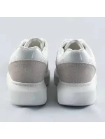 Bielo-béžové dámske šnurovacie športové poltopánky (RC-50) Bielo-béžové dámske šnurovacie športové poltopánky (RC-50)