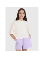 Dievčenský oversize crop top s potlačou 4F 4FJWSS25TTSHF1868-11S