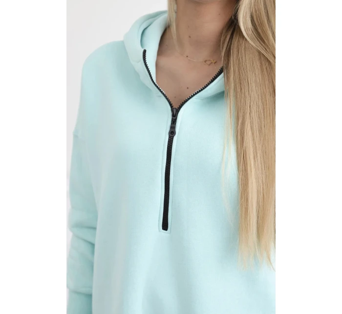 Zateplená mikina s bočnými rozparkami mätová Zateplená mikina s bočnými rozparkami mätová