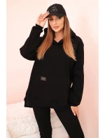 Dámský komplet bavlněný mikina s kapucí a legíny s vysokým pasem černý