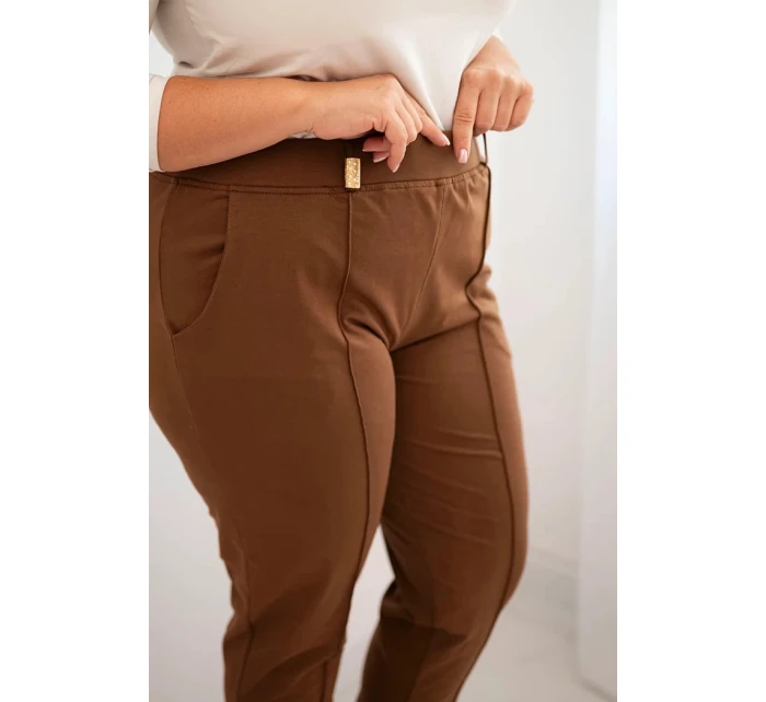 Dámske bavlnené nohavice nadmernej veľkosti s elastickým pásom Camel Dámske bavlnené nohavice nadmernej veľkosti s elastickým pásom Camel