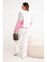 Dámska súprava s voľnou mikinou a širokými nohavicami svetlo ružová