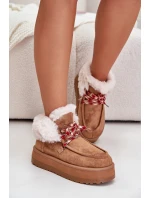 Nízké Dámské Sněhule Na Platformě S Kožíškem Camel model 21679266 - Boto