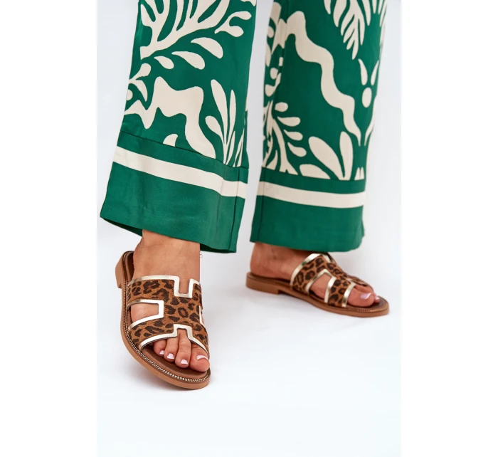 Kožené Ploché Klapky S  Hnědé model 21684124 - Zazoo