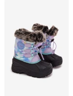 Dětské sněhule pro dívky s kožíškem a stahovák Lee Cooper LCJ-25-10-3778 Fialové