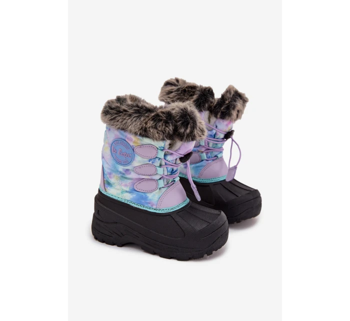 Dětské sněhule pro dívky s kožíškem a stahovák Lee Cooper LCJ-25-10-3778 Fialové