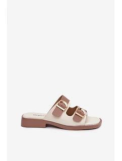 Dámské pantofle s zlatými sponami béžové Danelle