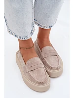 Mokasiny z přírodního semiše na platformě Vinceza Béžové Mokasiny z přírodního semiše na platformě Vinceza Béžové
